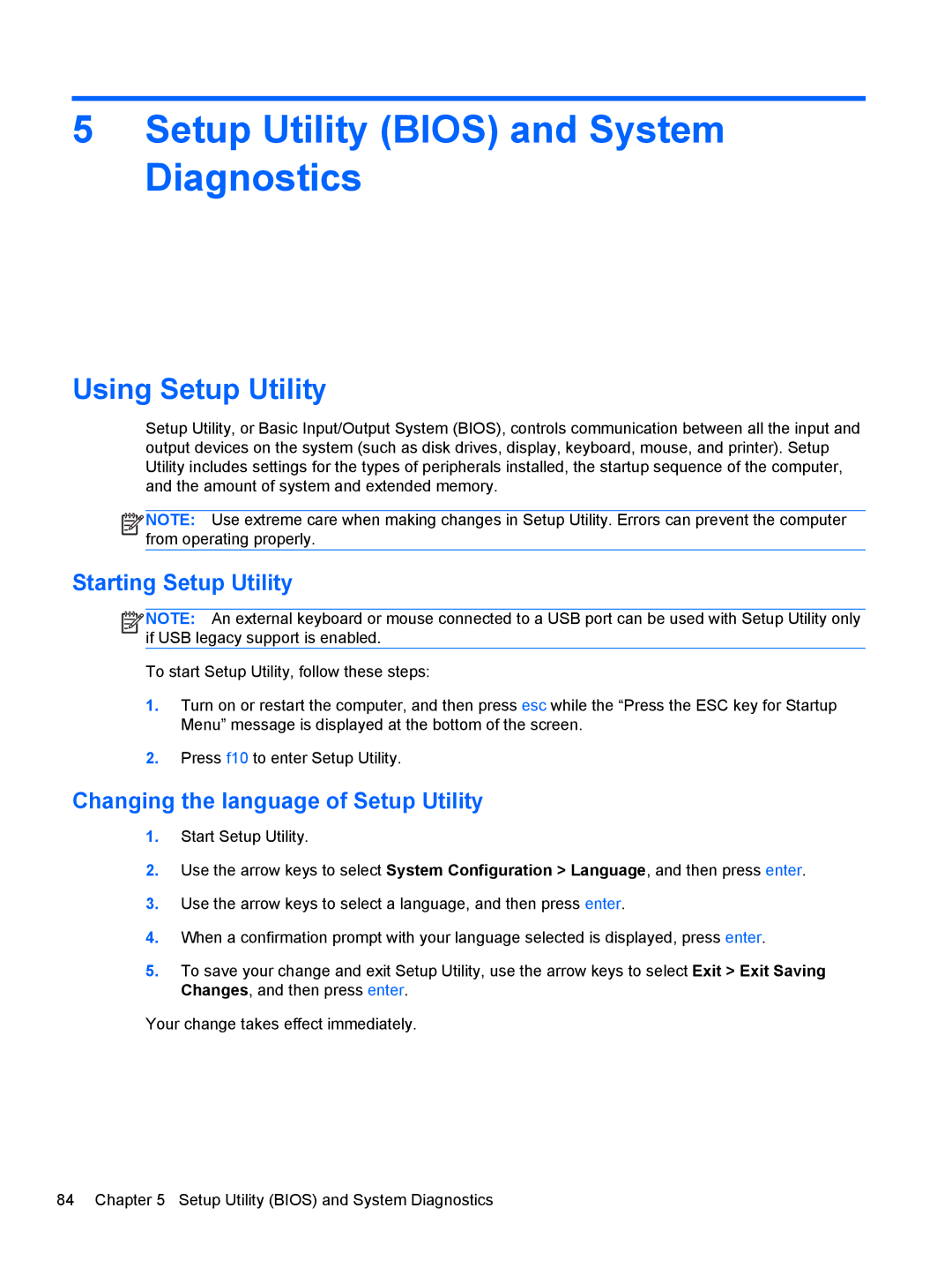 HP CQ57-439WM, CQ57-489CA manual Setup Utility Bios and System Diagnostics, Using Setup Utility, Starting Setup Utility 