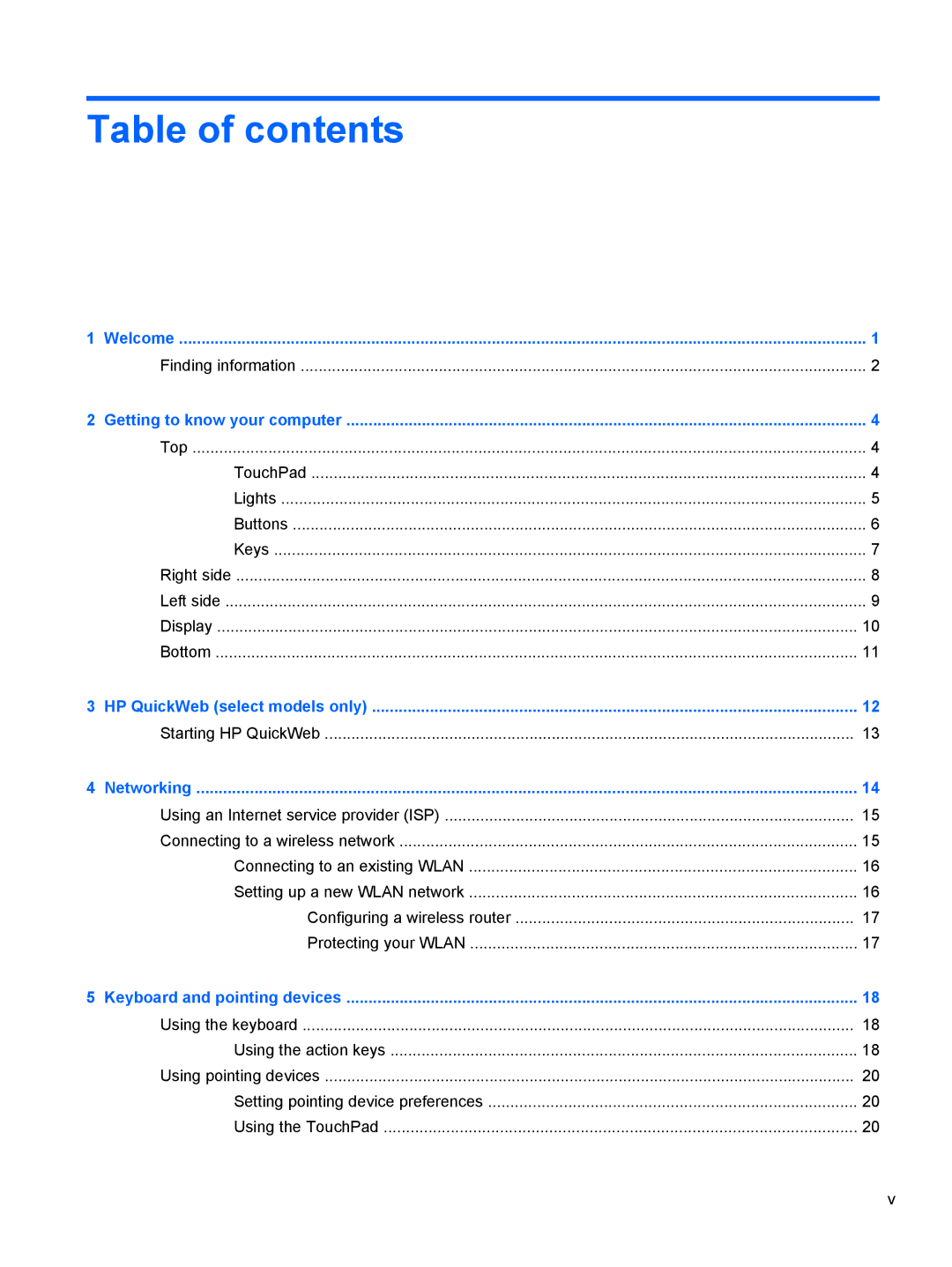 HP CQ57-410US, CQ57-439WM, CQ57-489WM manual Table of contents 