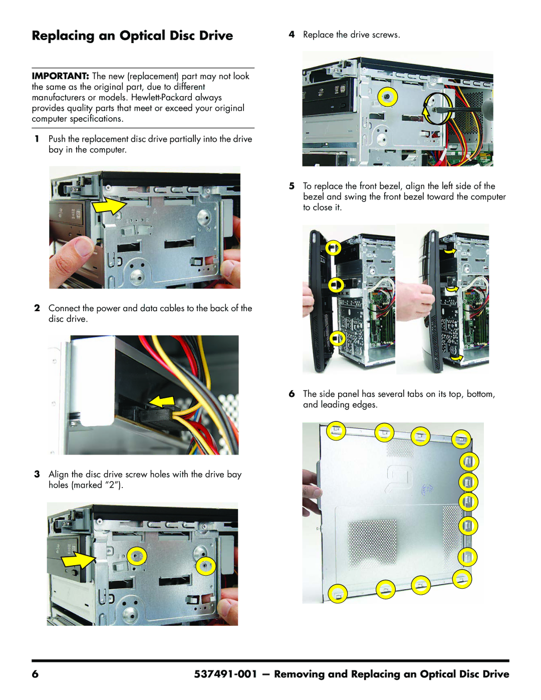 HP CQ5619F, CQ5725F, CQ5624P, CQ5625F, CQ5525F, CQ5621F, CQ5600F, CQ5600Y, CQ5602F, CQ5504F manual Replacing an Optical Disc Drive 