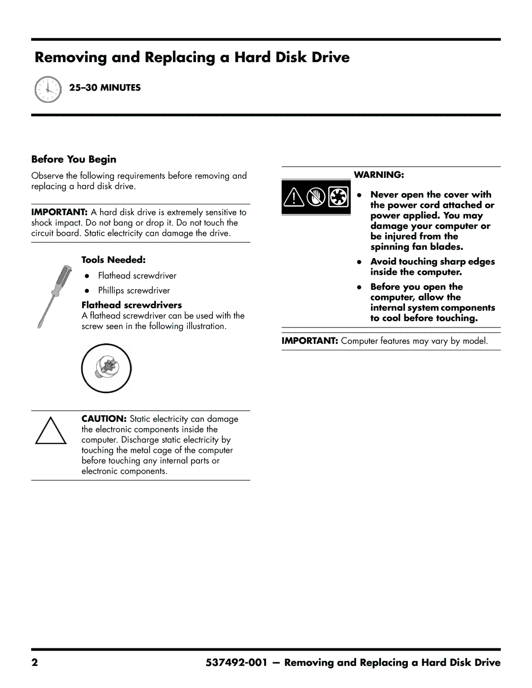 HP CQ5600F, CQ5725F, CQ5624P, CQ5619F, CQ5625F, CQ5525F, CQ5621F, CQ5600Y, CQ5602F manual Removing and Replacing a Hard Disk Drive 