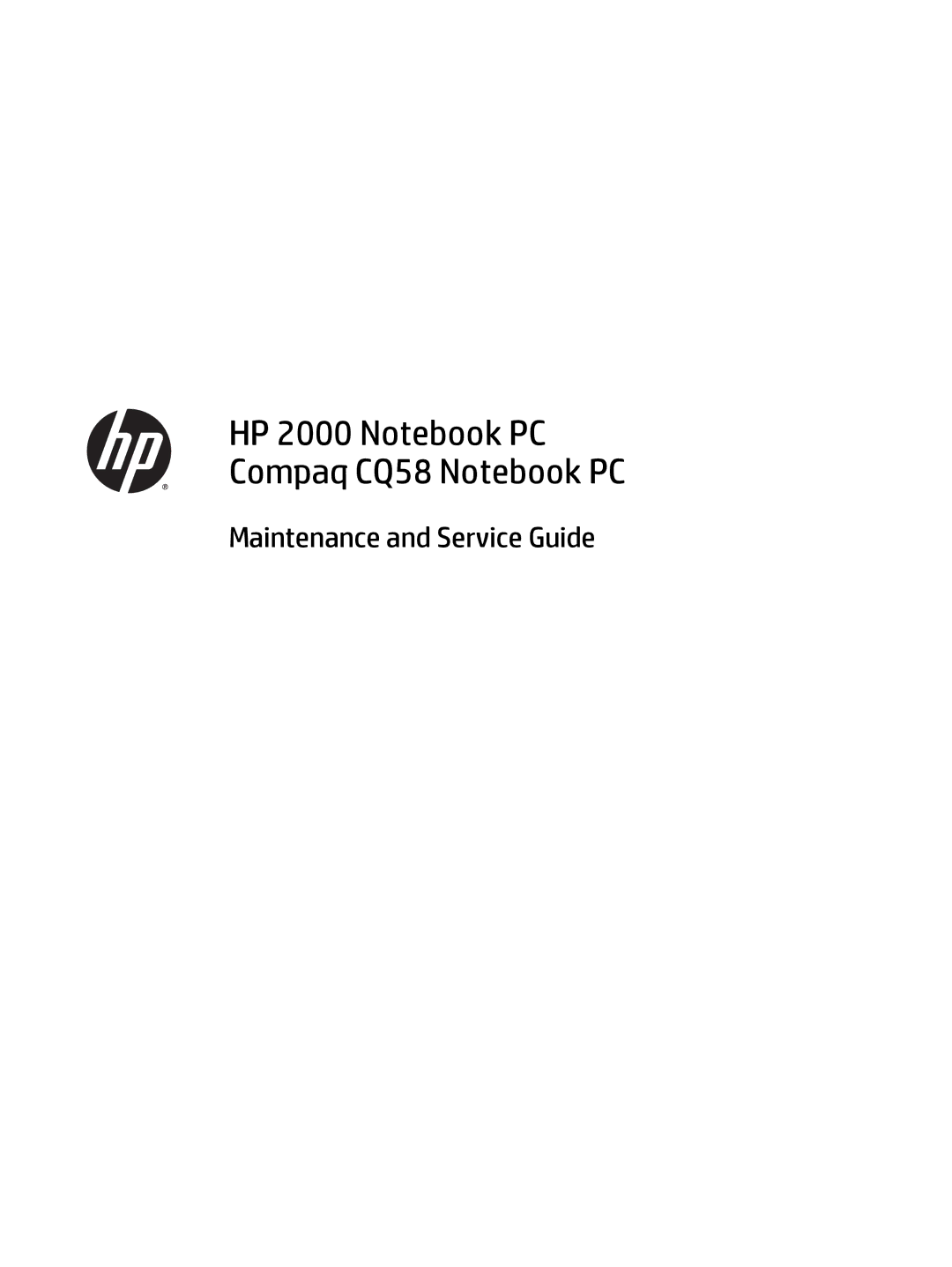 HP manual HP 2000 Notebook PC Compaq CQ58 Notebook PC 