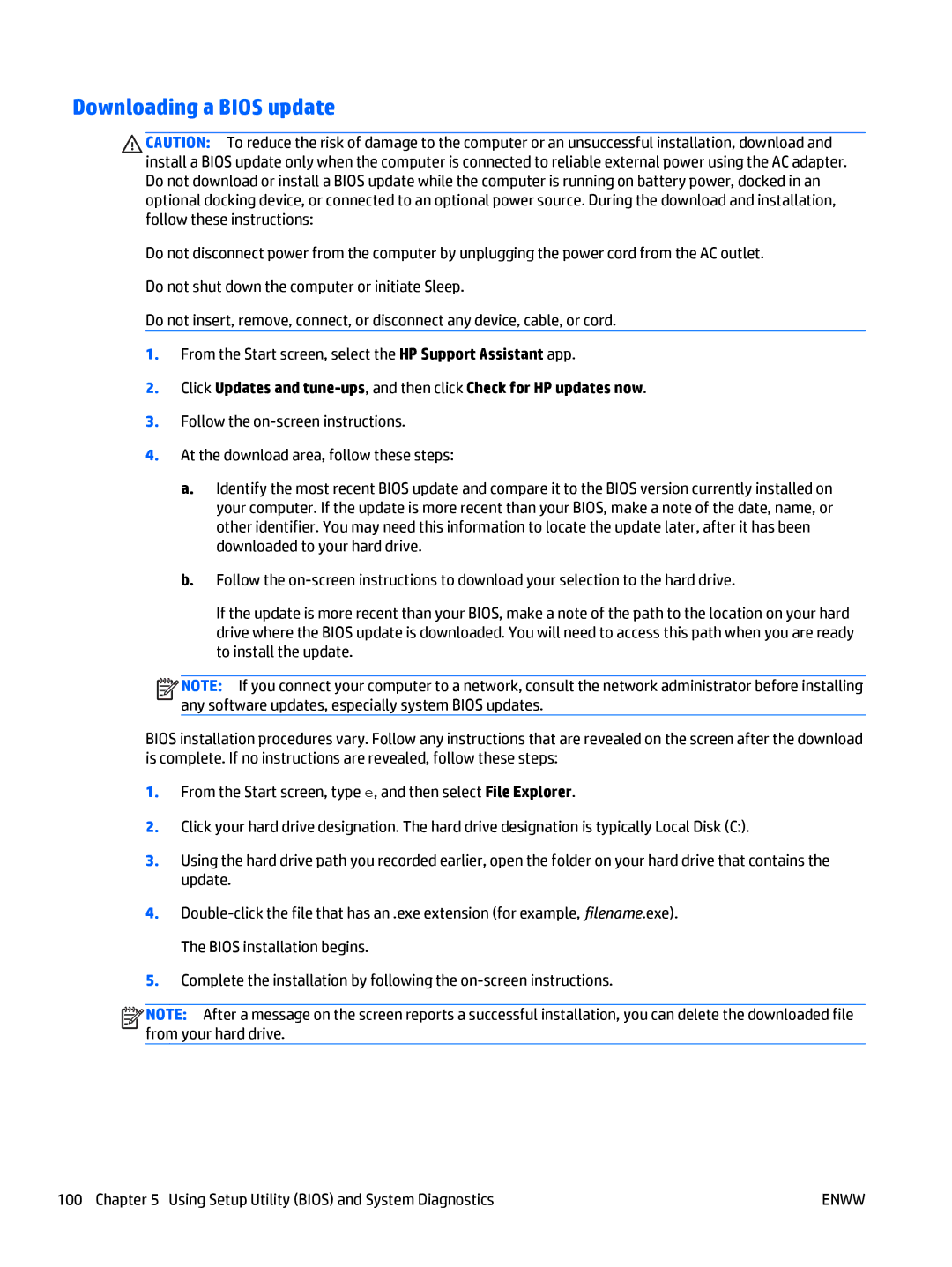 HP CQ58 manual Downloading a Bios update 