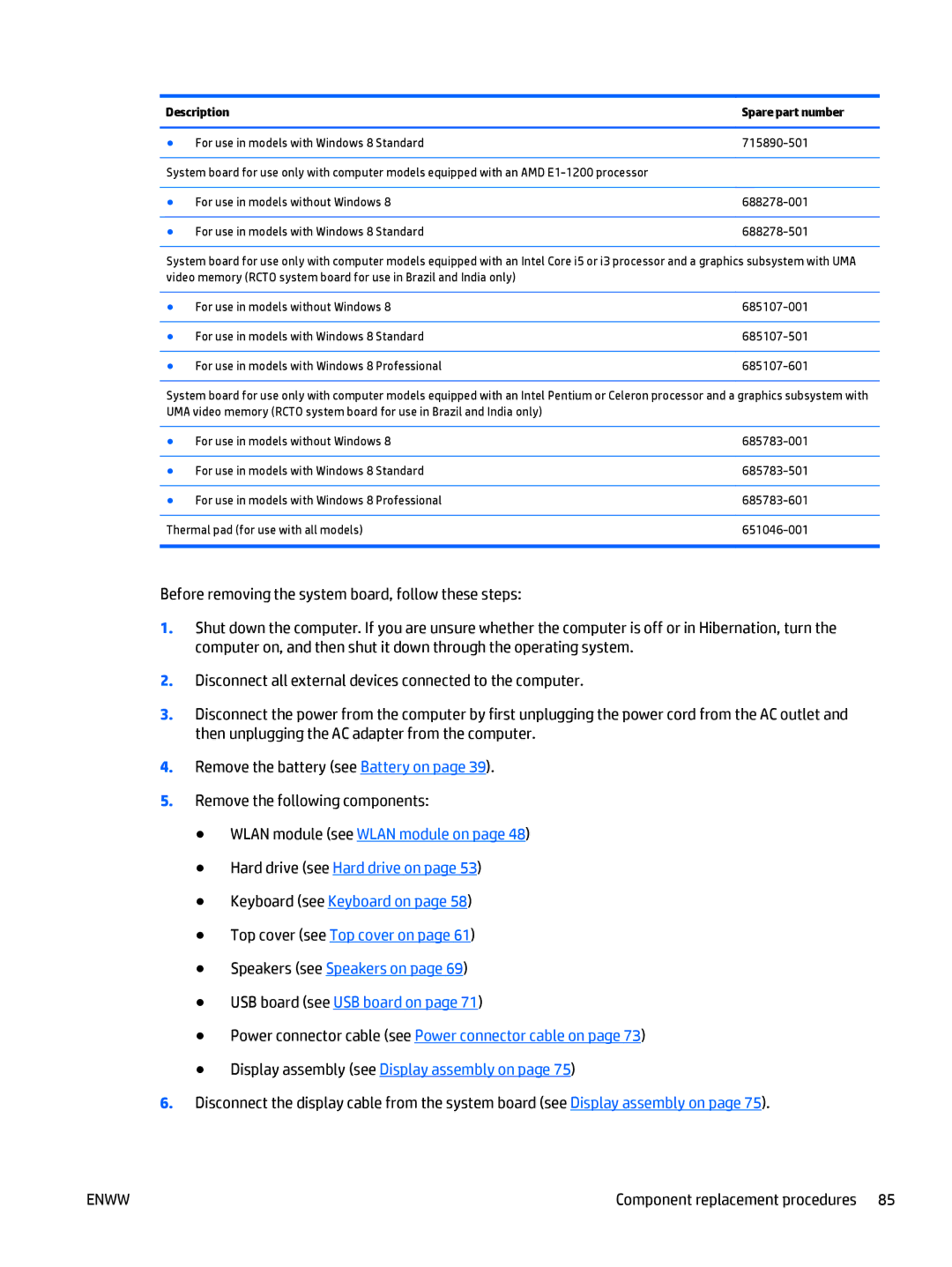 HP CQ58 manual For use in models with Windows 8 Standard 715890-501 