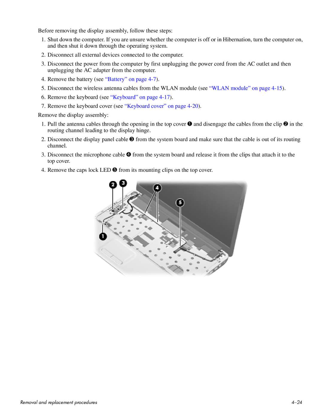 HP CQ60-220TX, CQ60-109TX, CQ60-110AU, CQ60-108TX, CQ60-108TU, CQ60-109TU, CQ60-107TX manual Removal and replacement procedures 