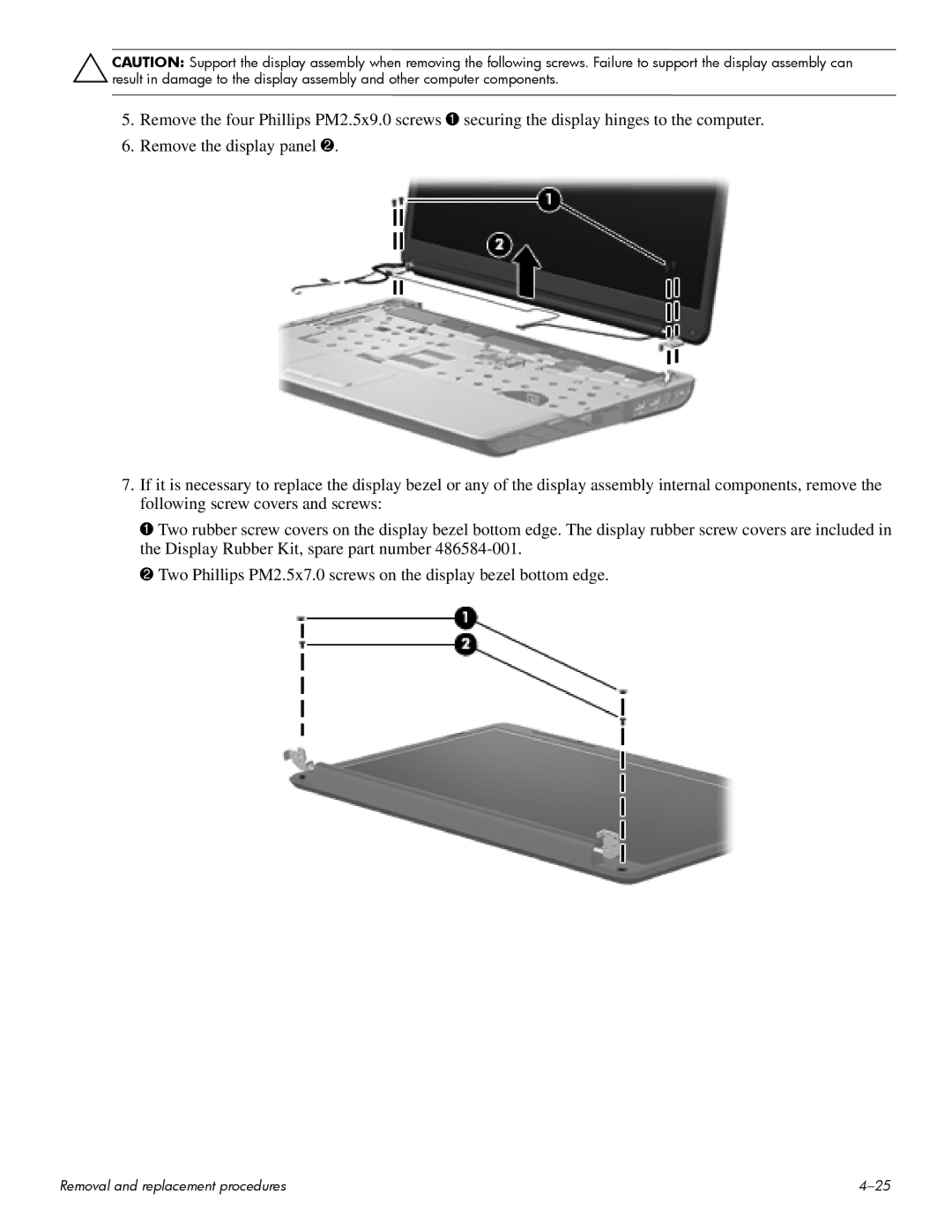 HP CQ60-227CA, CQ60-109TX, CQ60-110AU, CQ60-108TX, CQ60-108TU, CQ60-109TU, CQ60-107TX manual Removal and replacement procedures 