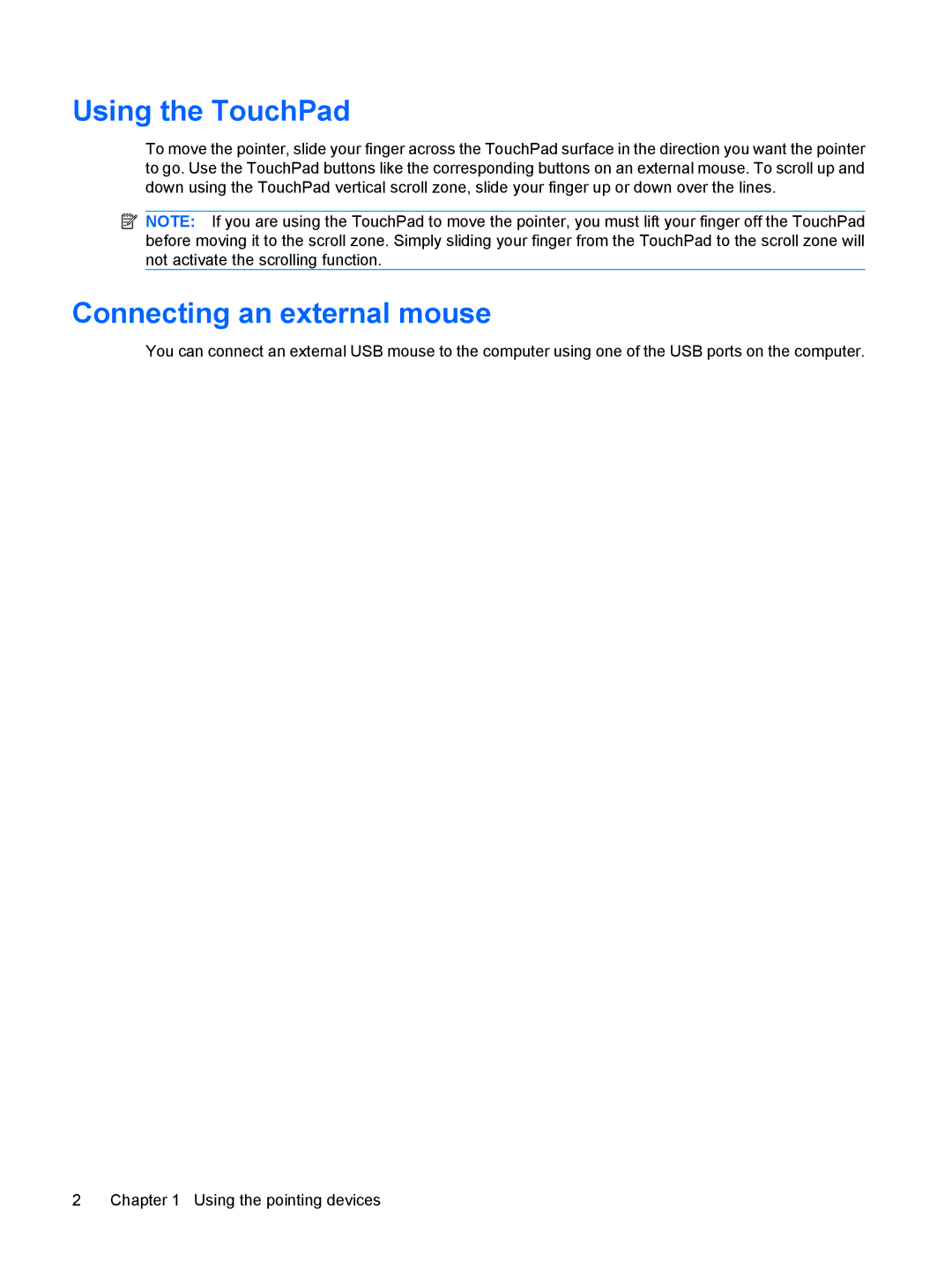 HP CQ60-514NR, CQ60-423DX, CQ60-422DX manual Using the TouchPad, Connecting an external mouse 