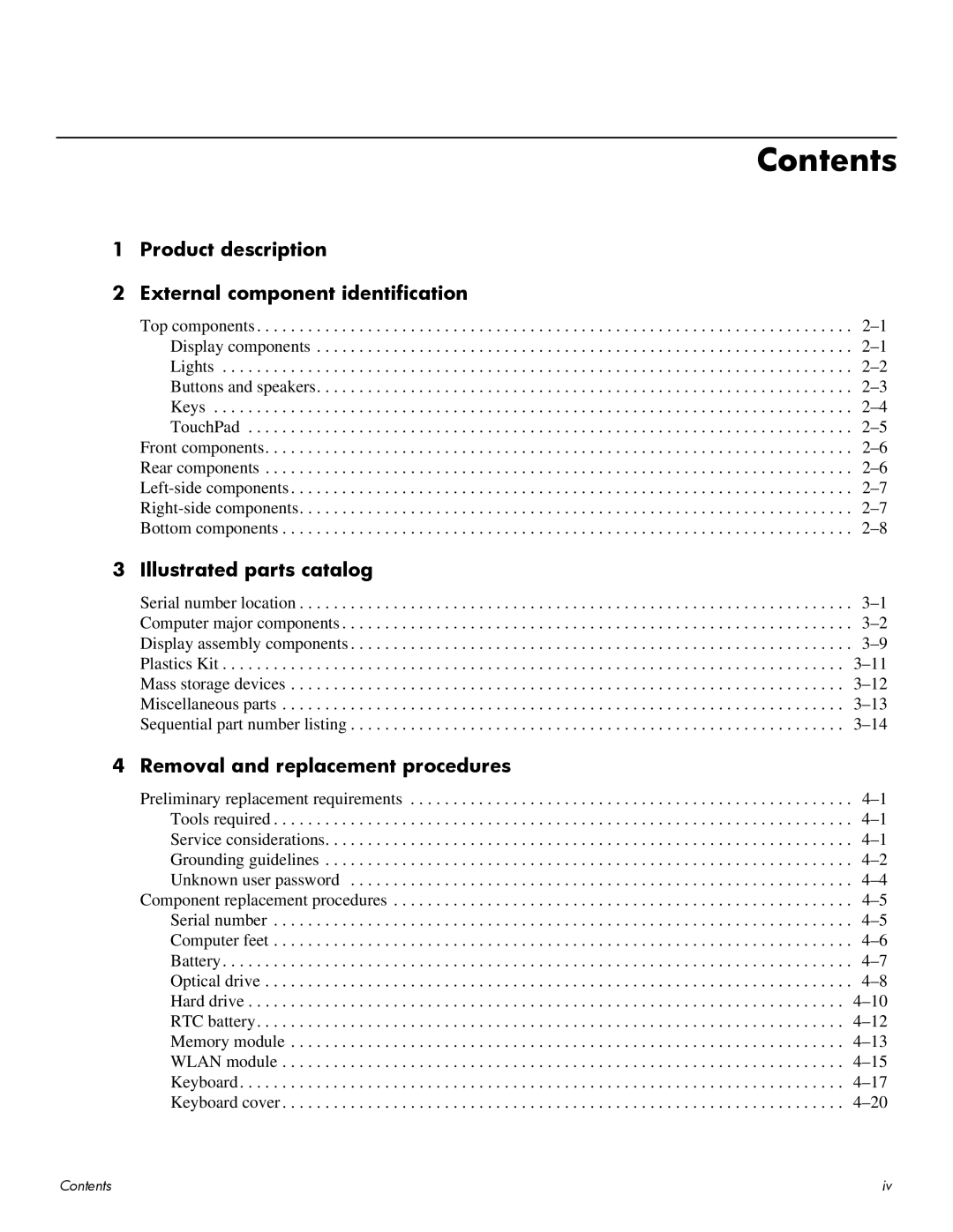 HP CQ60 manual Contents 