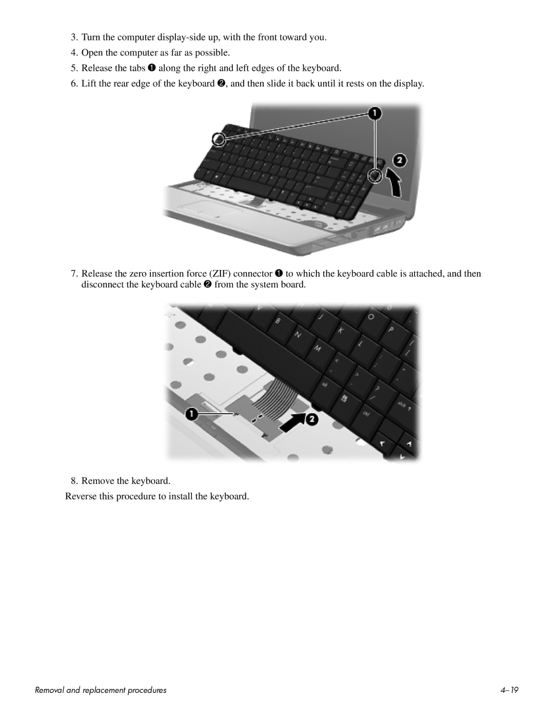 HP CQ60 manual Removal and replacement procedures 