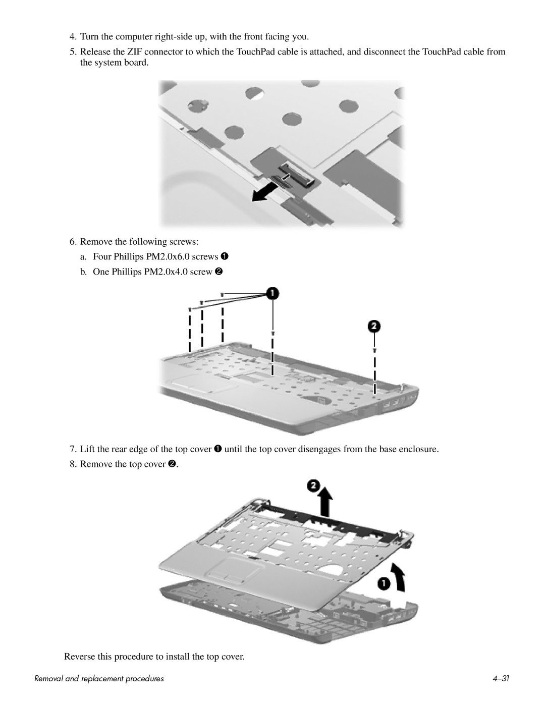 HP CQ60 manual Removal and replacement procedures 