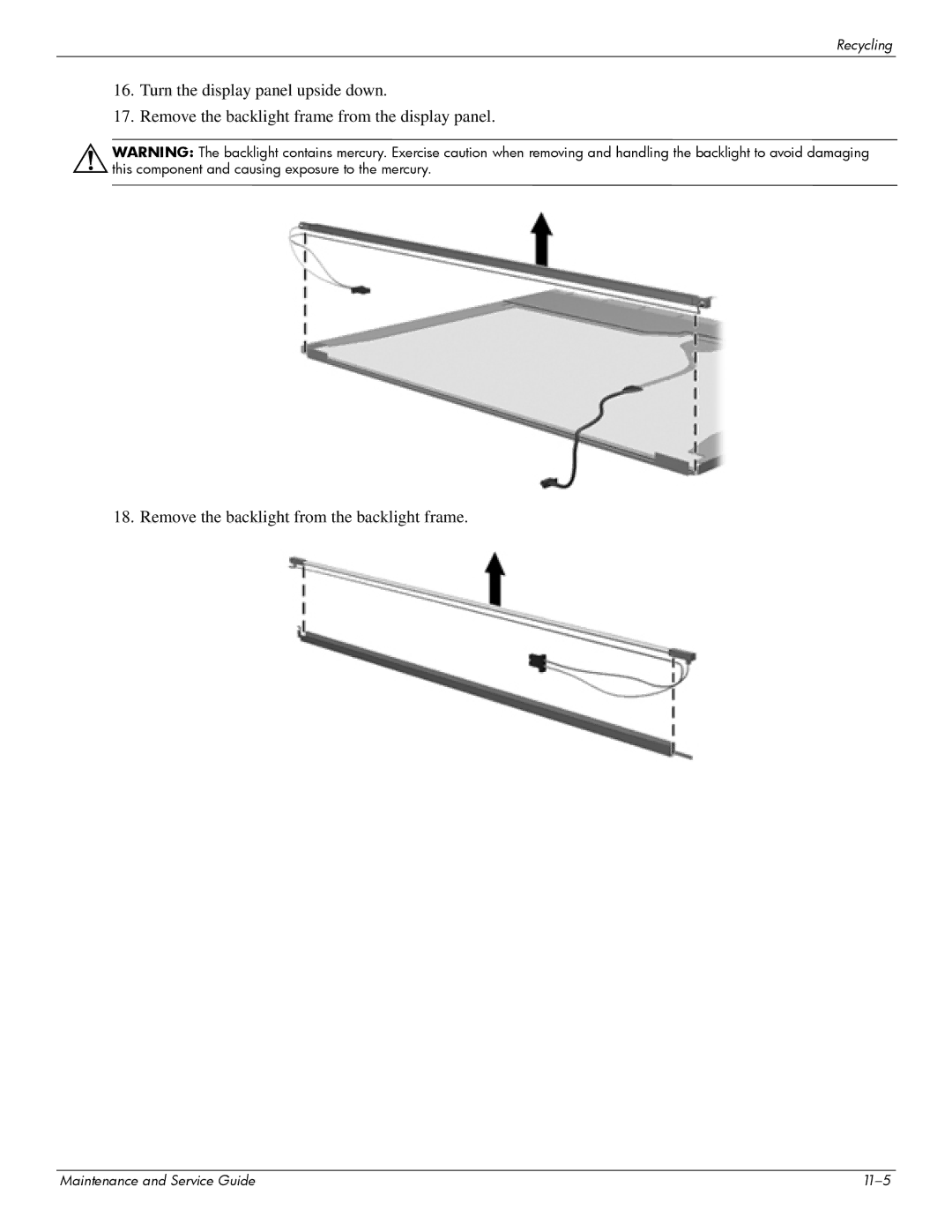 HP CQ61-213TU, CQ61-126TU, CQ61-131TU, CQ61-124TU, CQ61-113TU, CQ61-117TX, CQ61-111TX manual Maintenance and Service Guide 11-5 