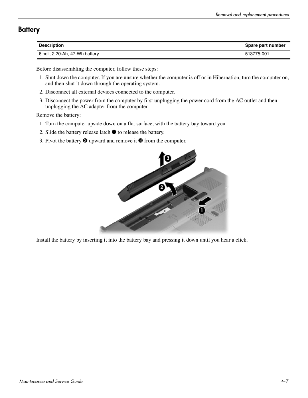 HP CQ61-124TU, CQ61-126TU, CQ61-131TU, CQ61-113TU, CQ61-117TX, CQ61-111TX, CQ61-118TX Battery, Description Spare part number 