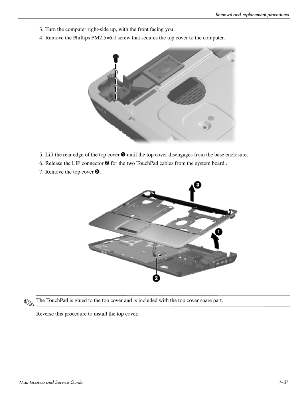 HP CQ61-124TU, CQ61-126TU, CQ61-131TU, CQ61-113TU, CQ61-117TX, CQ61-111TX, CQ61-118TX manual Removal and replacement procedures 