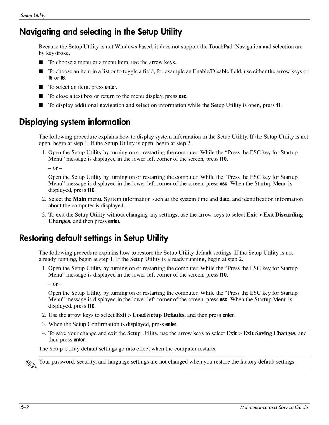 HP CQ61-223TU, CQ61-126TU, CQ61-131TU manual Navigating and selecting in the Setup Utility, Displaying system information 