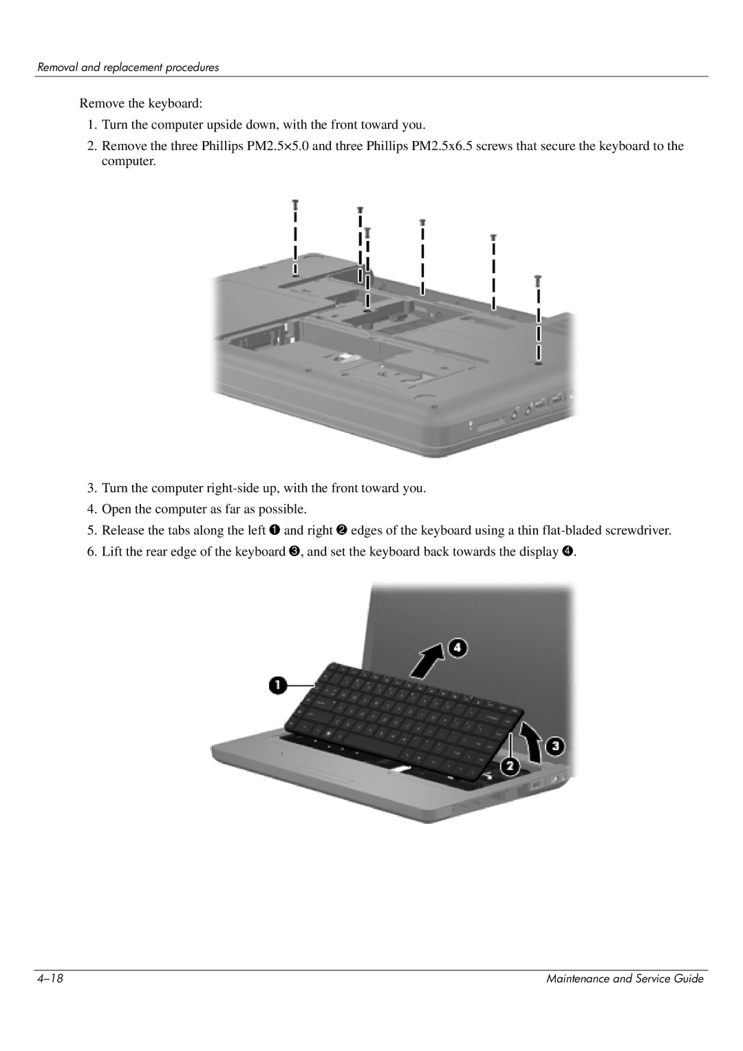 HP CQ62-109TX, CQ62-255TU, CQ62-252TX, CQ62-251TX, CQ62-217CA, CQ62-219WM, CQ62-215TU manual Removal and replacement procedures 