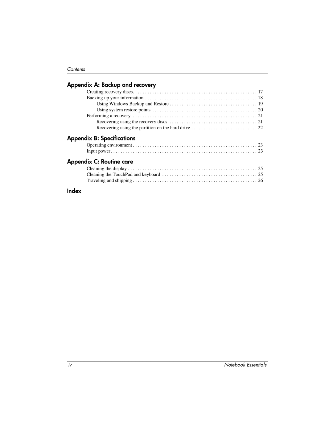 HP CQ62-411NR, CQ62z-300 manual Appendix B Specifications 