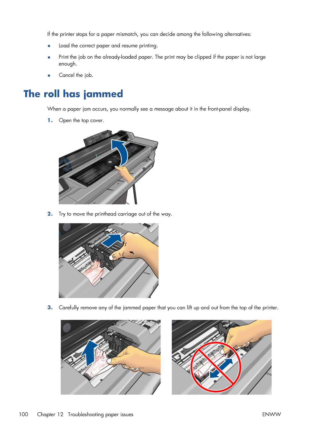 HP CQ893AB1K manual Roll has jammed 