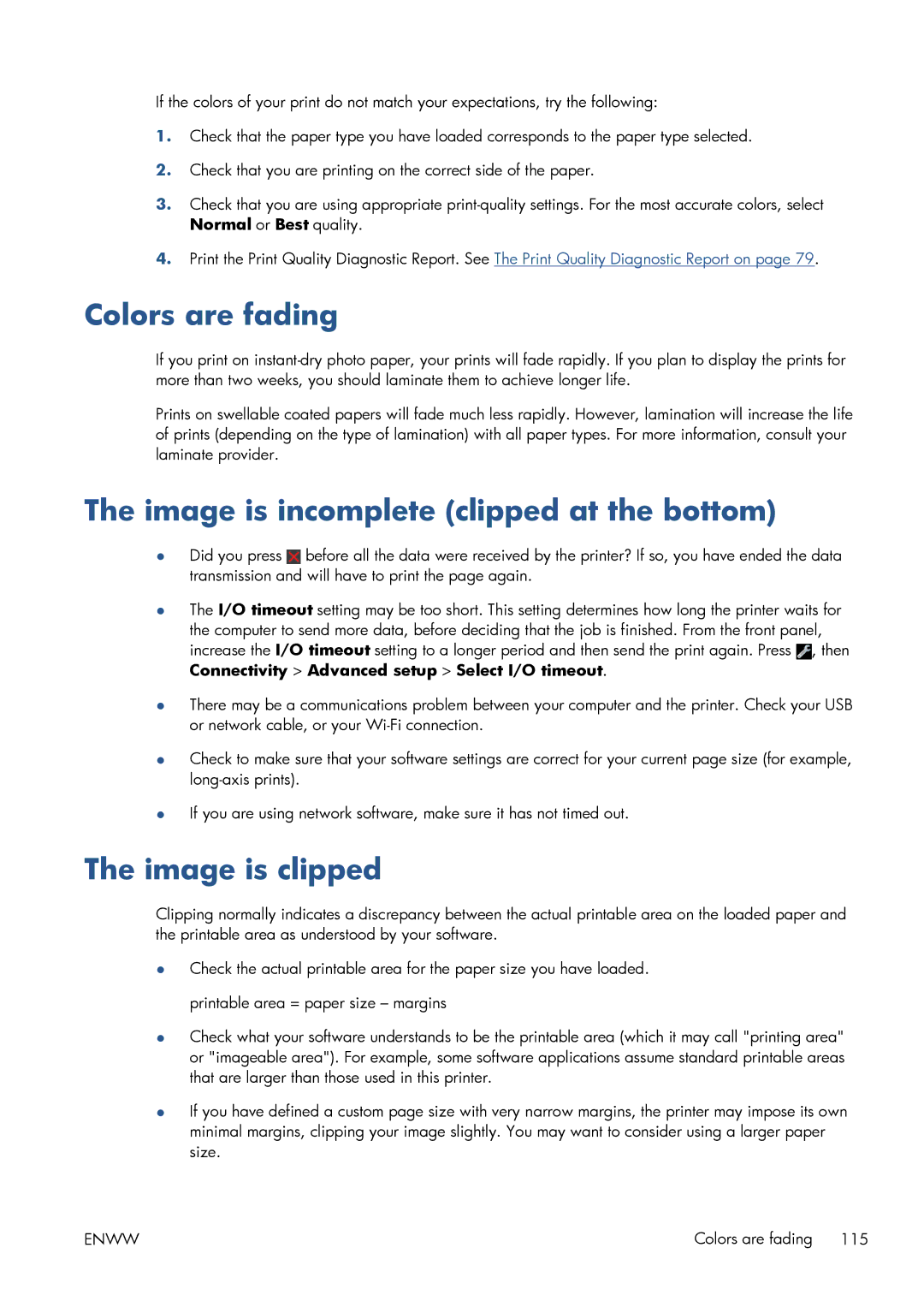 HP CQ893AB1K manual Colors are fading, Image is incomplete clipped at the bottom, Image is clipped 