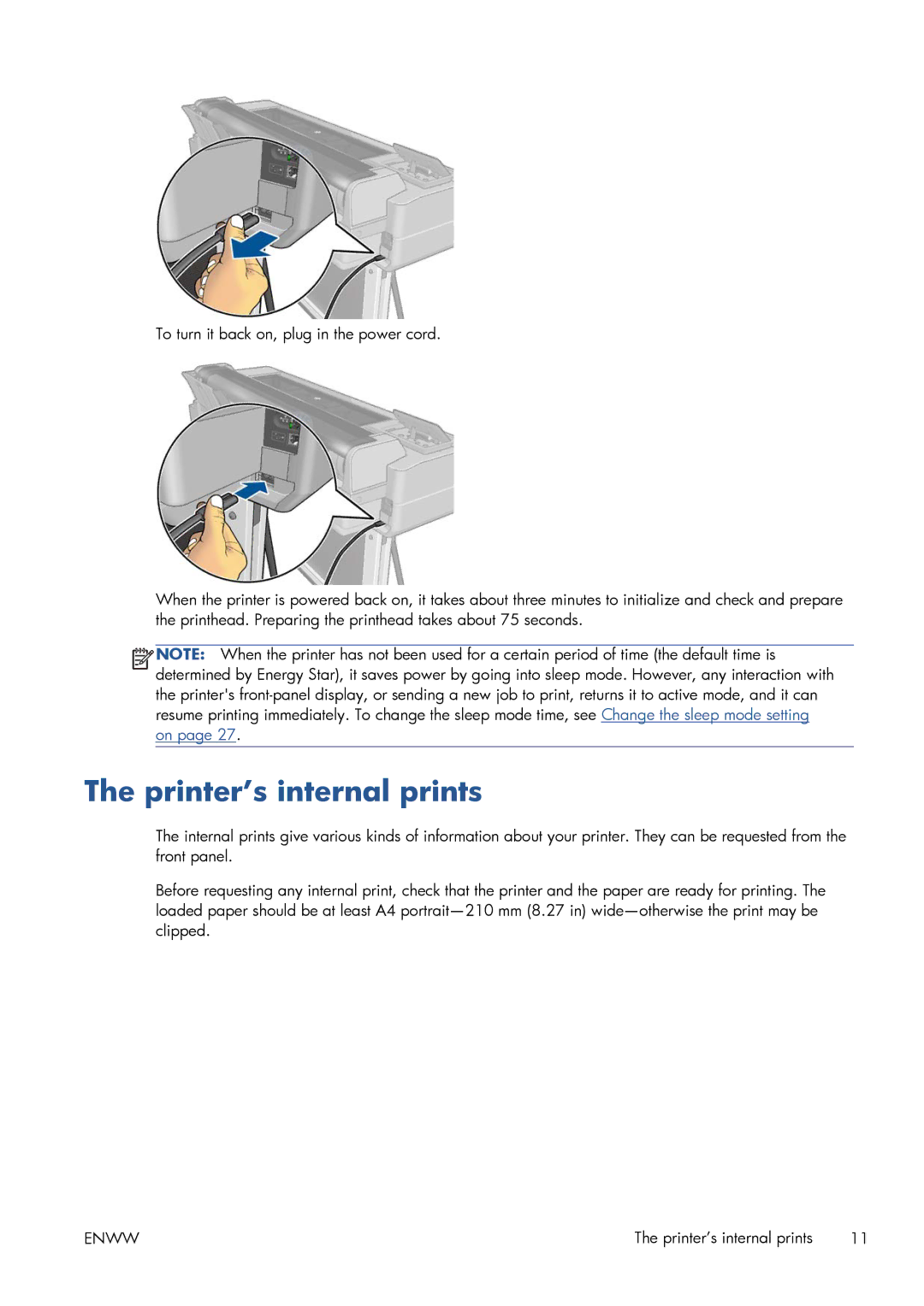 HP CQ893AB1K manual Printer’s internal prints 