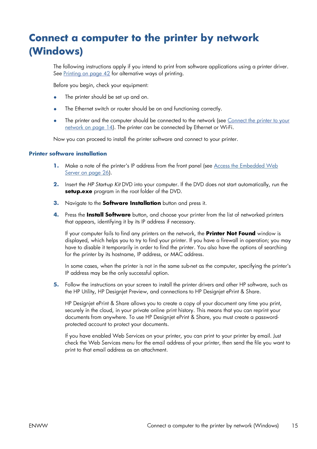 HP CQ893AB1K manual Connect a computer to the printer by network Windows, Printer software installation 