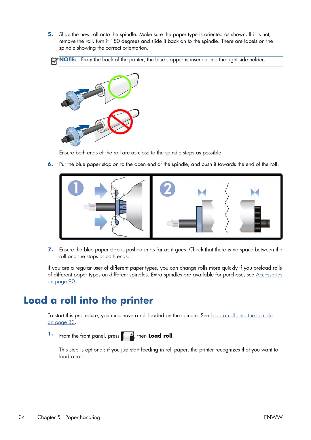 HP CQ893AB1K manual Load a roll into the printer 