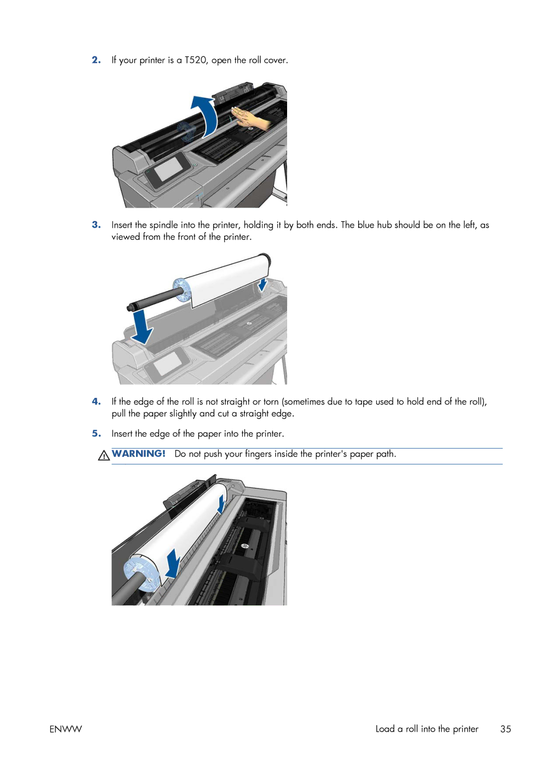 HP CQ893AB1K manual Load a roll into the printer 