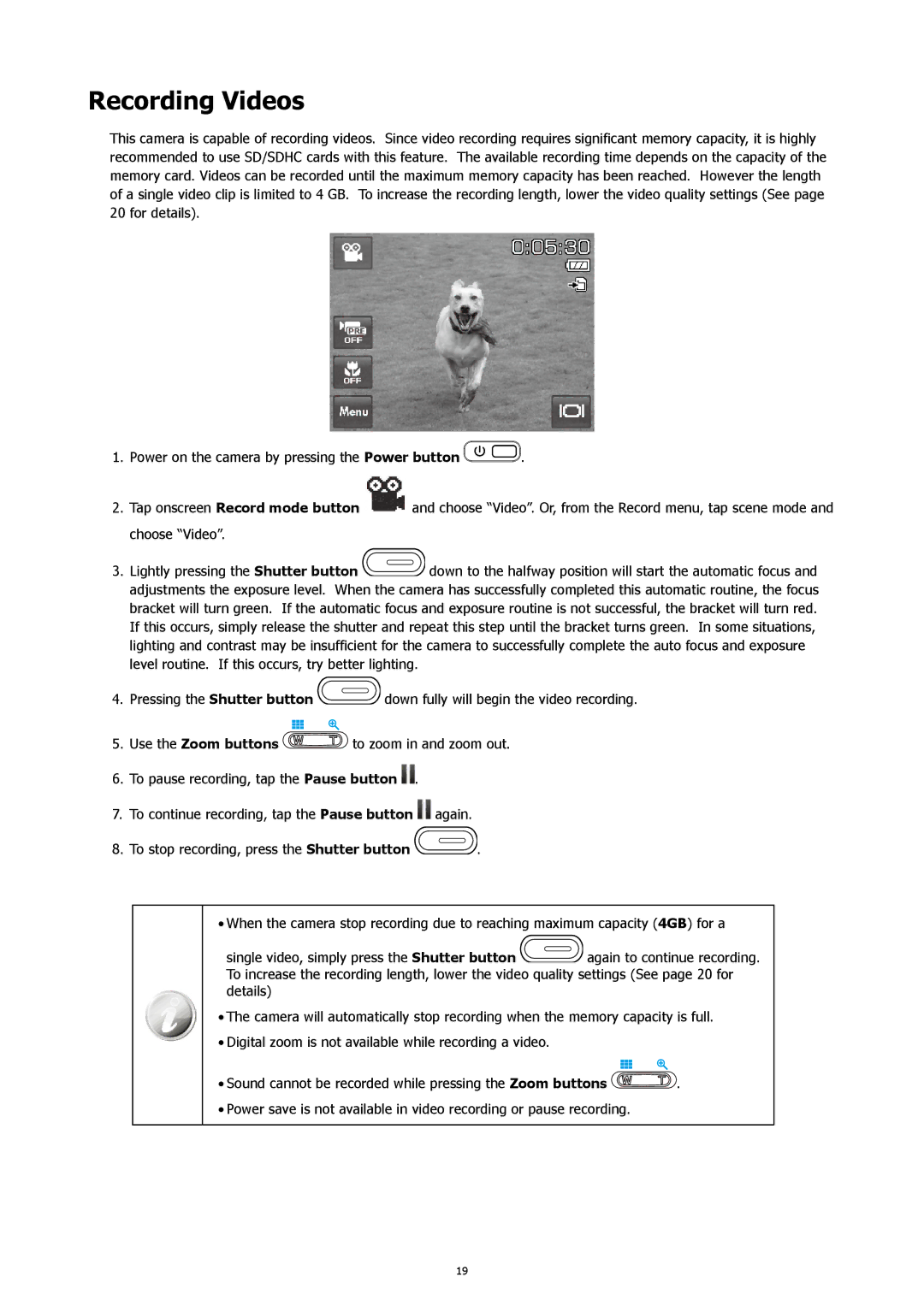 HP CW-450t manual Recording Videos 