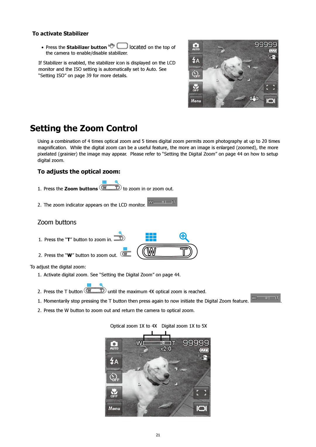 HP CW-450t manual Setting the Zoom Control, Zoom buttons 