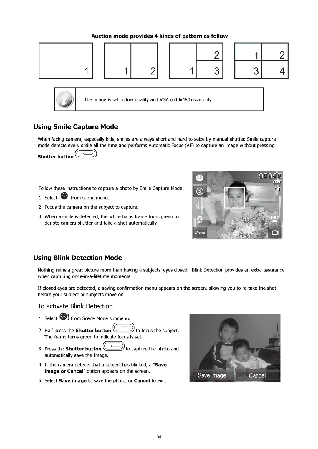 HP CW-450t manual Using Smile Capture Mode, Using Blink Detection Mode, To activate Blink Detection 