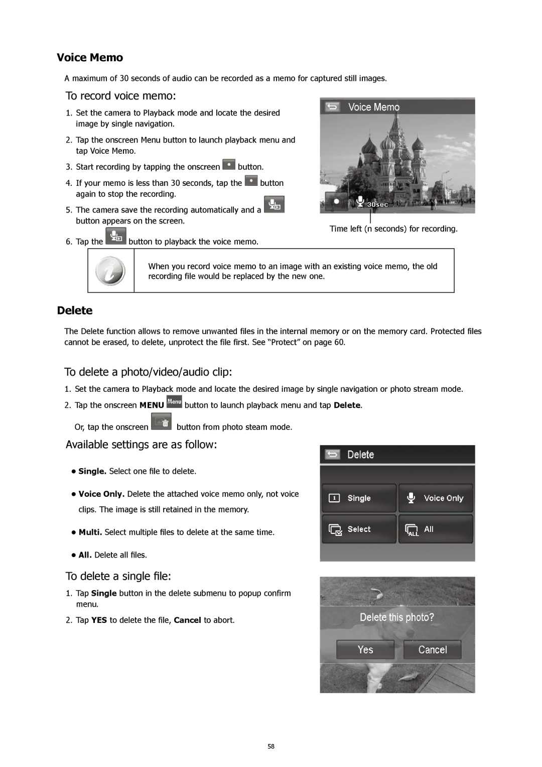 HP CW-450t manual Voice Memo, Delete 