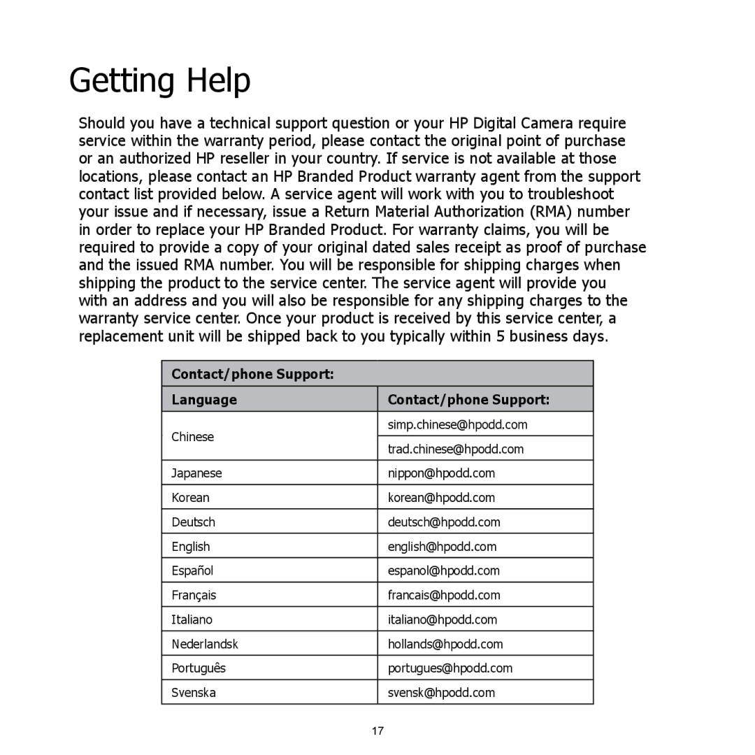 HP CW-450t manual Getting Help 