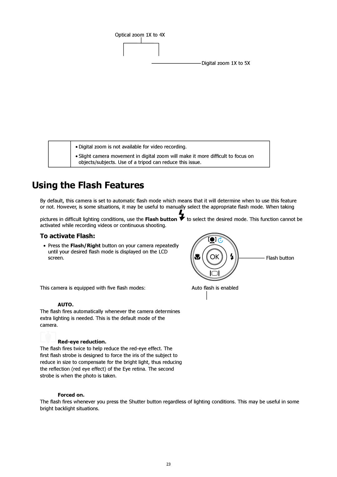 HP CW450A manual Using the Flash Features, To activate Flash, Red-eye reduction, Forced on 