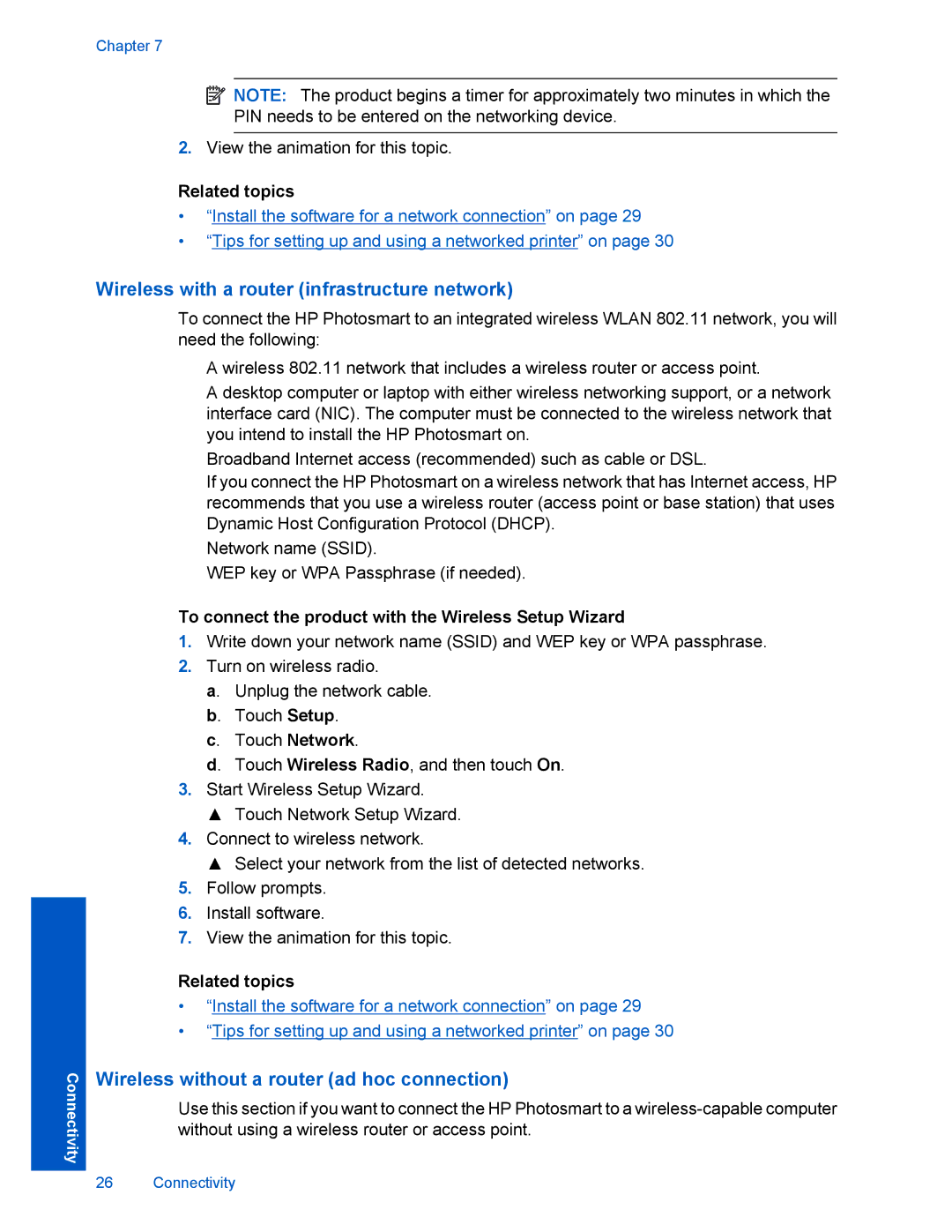 HP D110 manual Wireless with a router infrastructure network, To connect the product with the Wireless Setup Wizard 