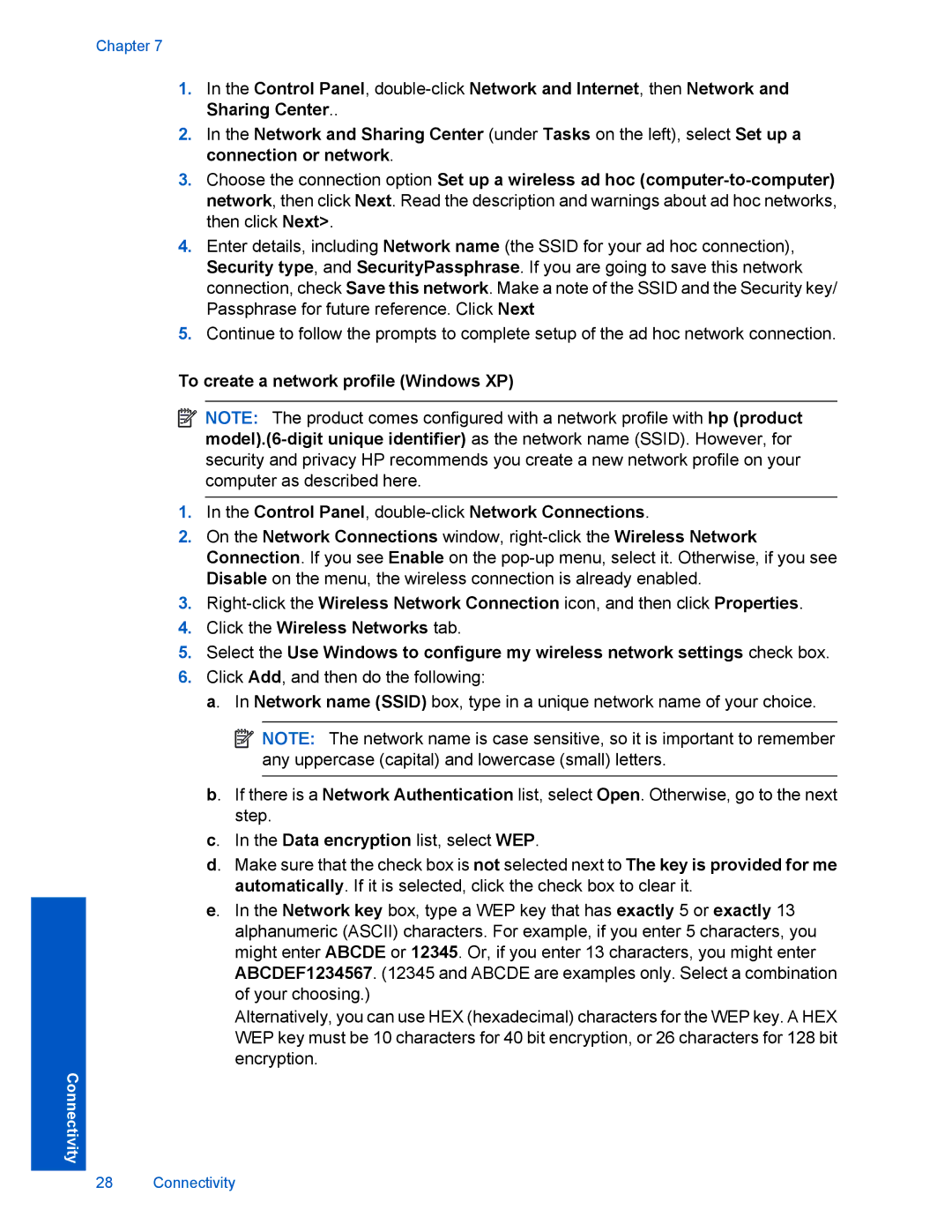 HP D110 manual Connectivity 