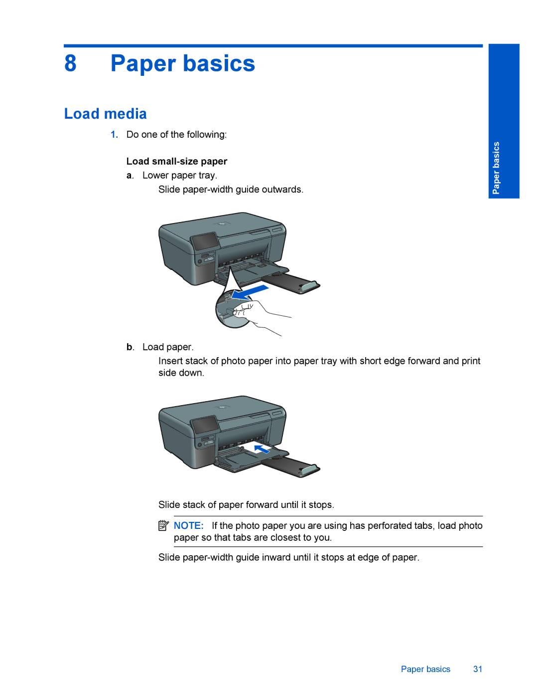 HP D110 manual Paper basics, Load media 