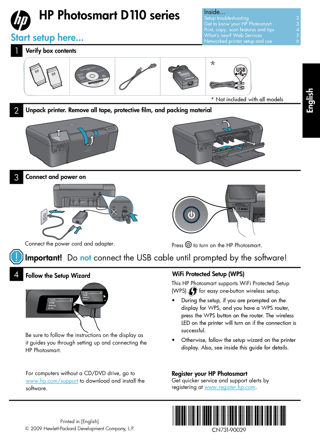 HP D110 manual Inside 