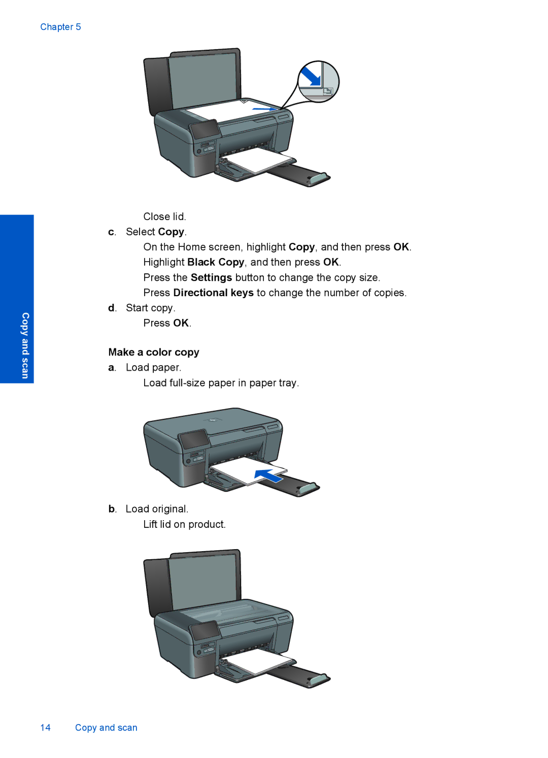 HP D110A CN731A#B1H manual Make a color copy a. Load paper 