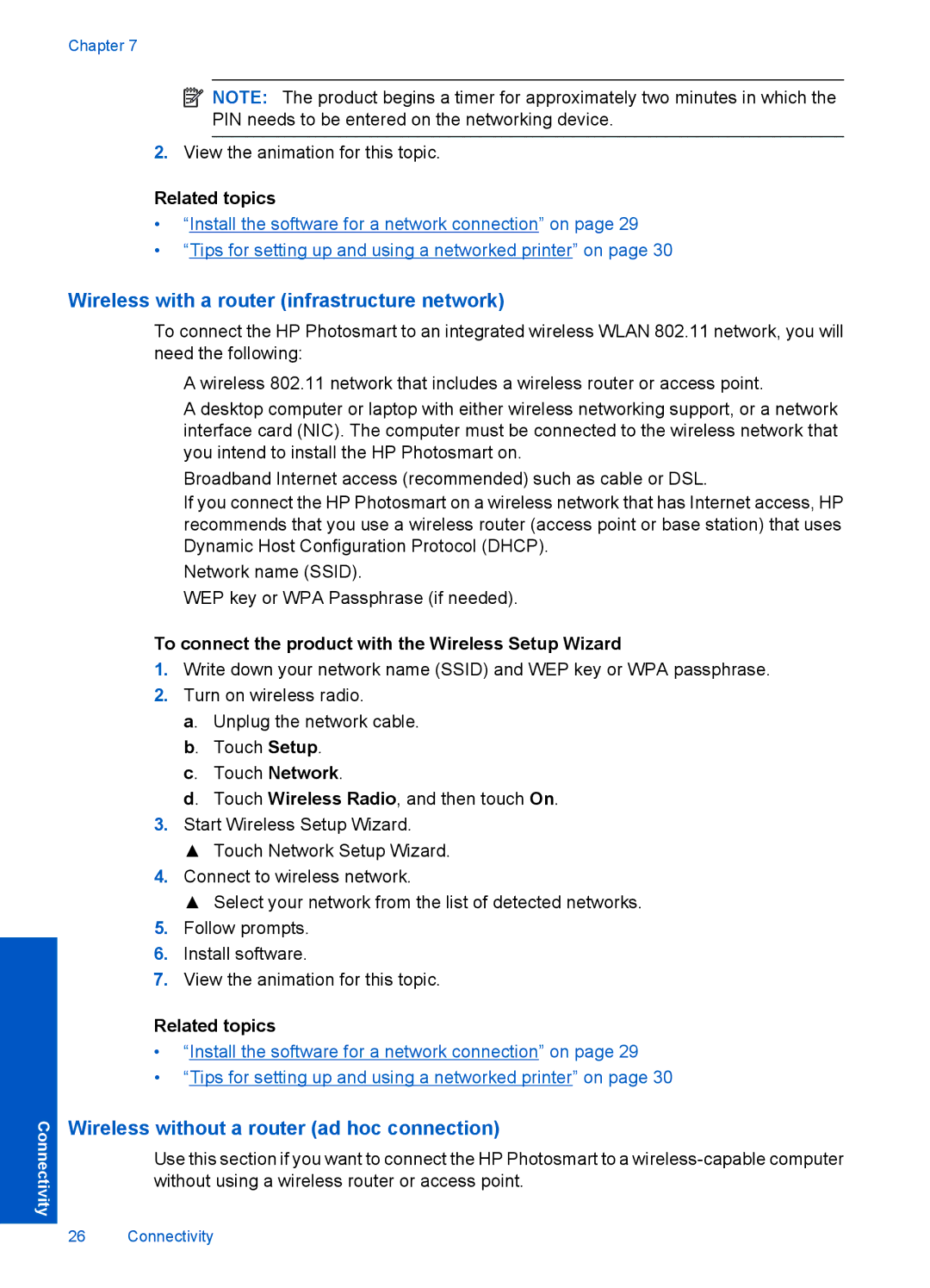 HP D110A CN731A#B1H Wireless with a router infrastructure network, To connect the product with the Wireless Setup Wizard 