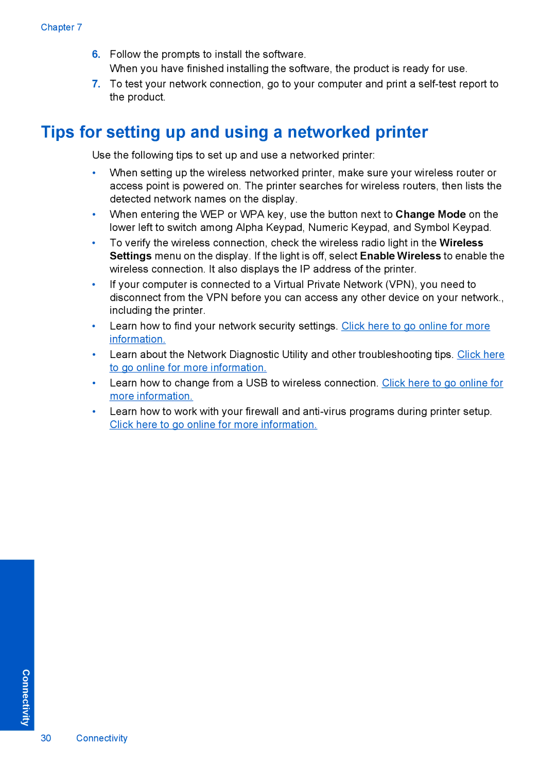 HP D110A CN731A#B1H manual Tips for setting up and using a networked printer 