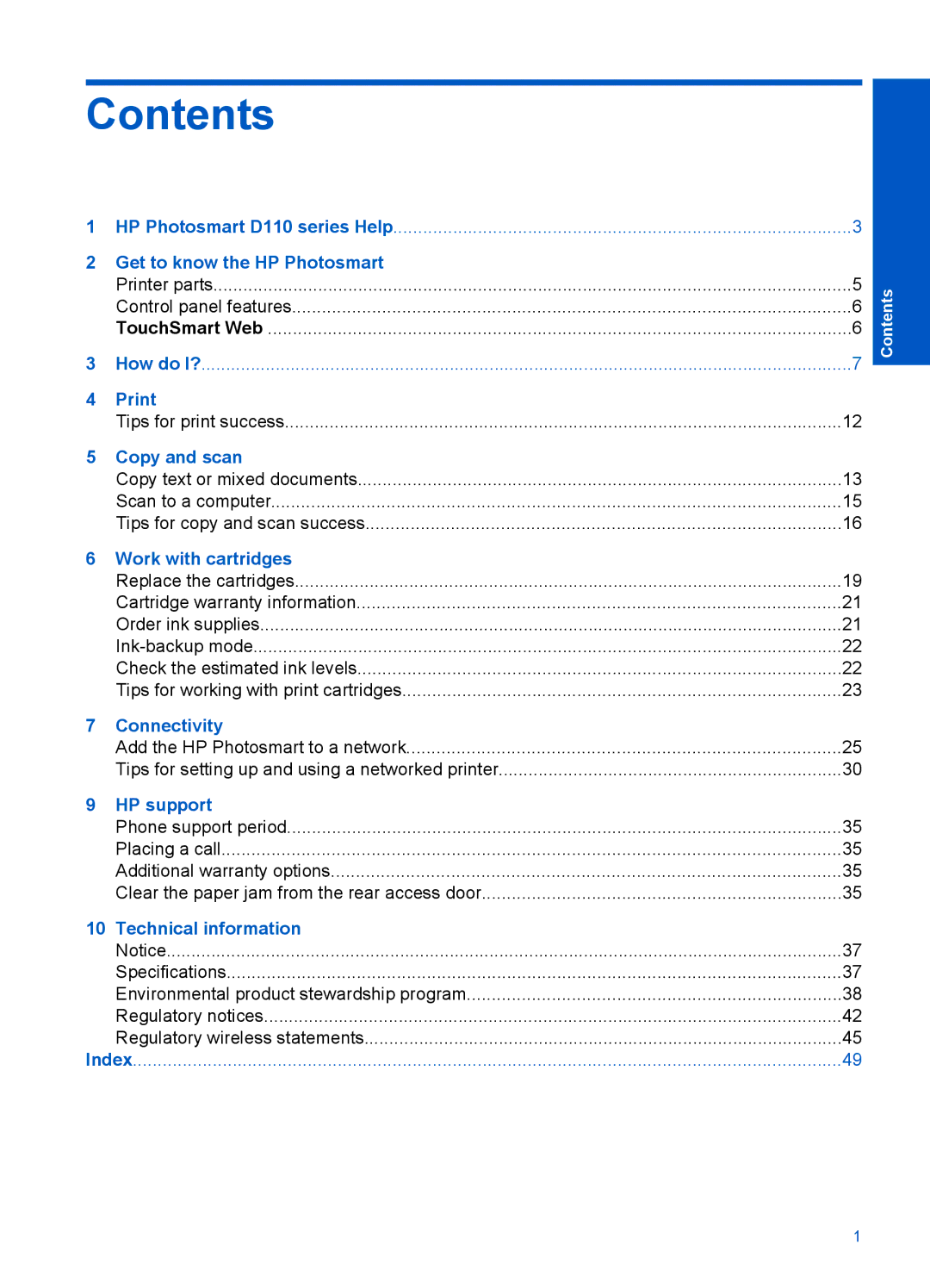 HP D110A CN731A#B1H manual Contents 