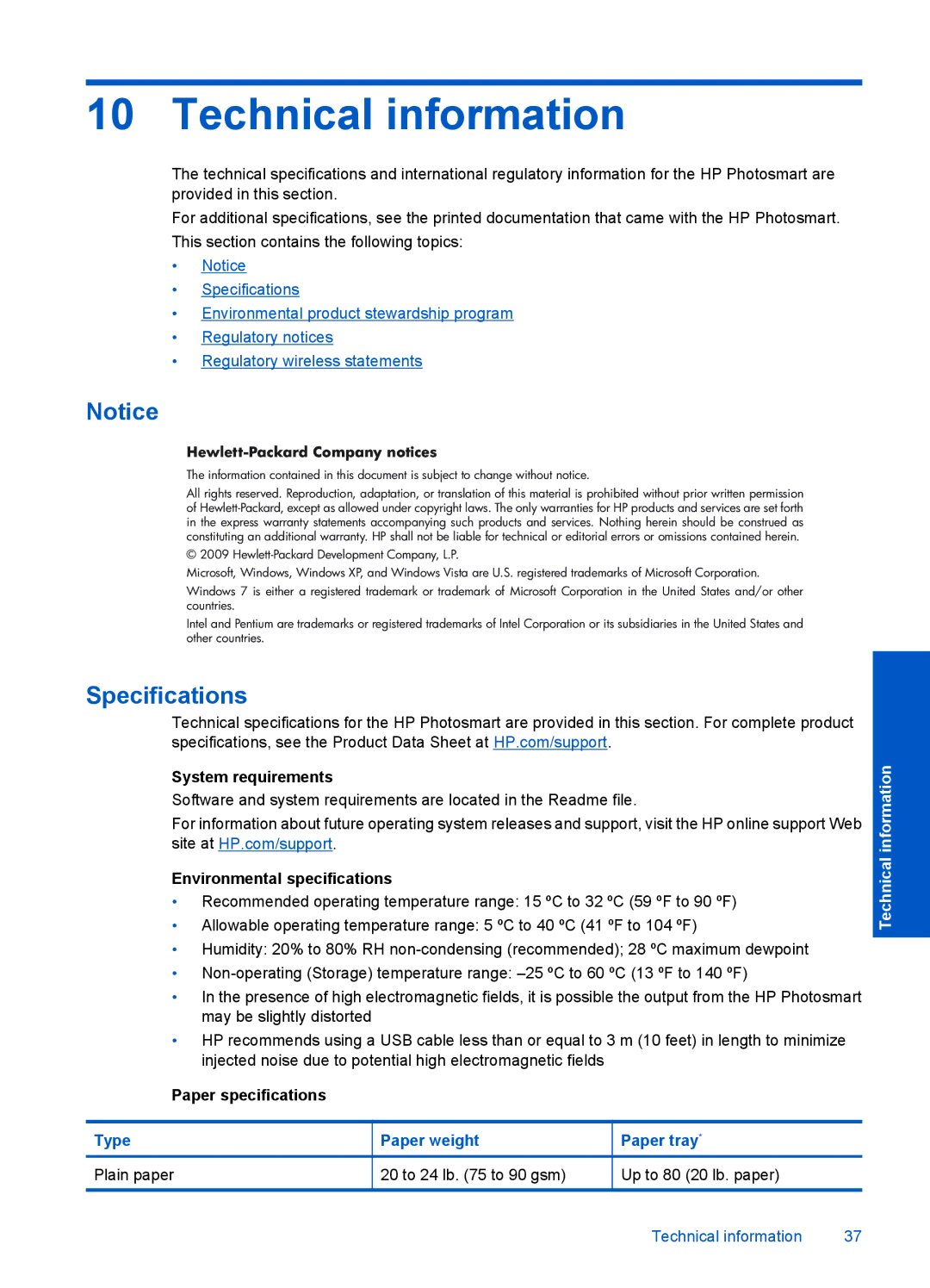 HP D110A CN731A#B1H manual Technical information, Hewlett-Packard Company notices 