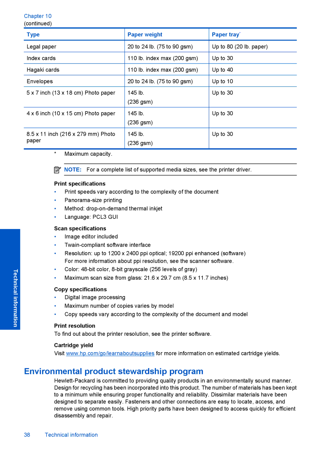 HP D110A CN731A#B1H manual Environmental product stewardship program 