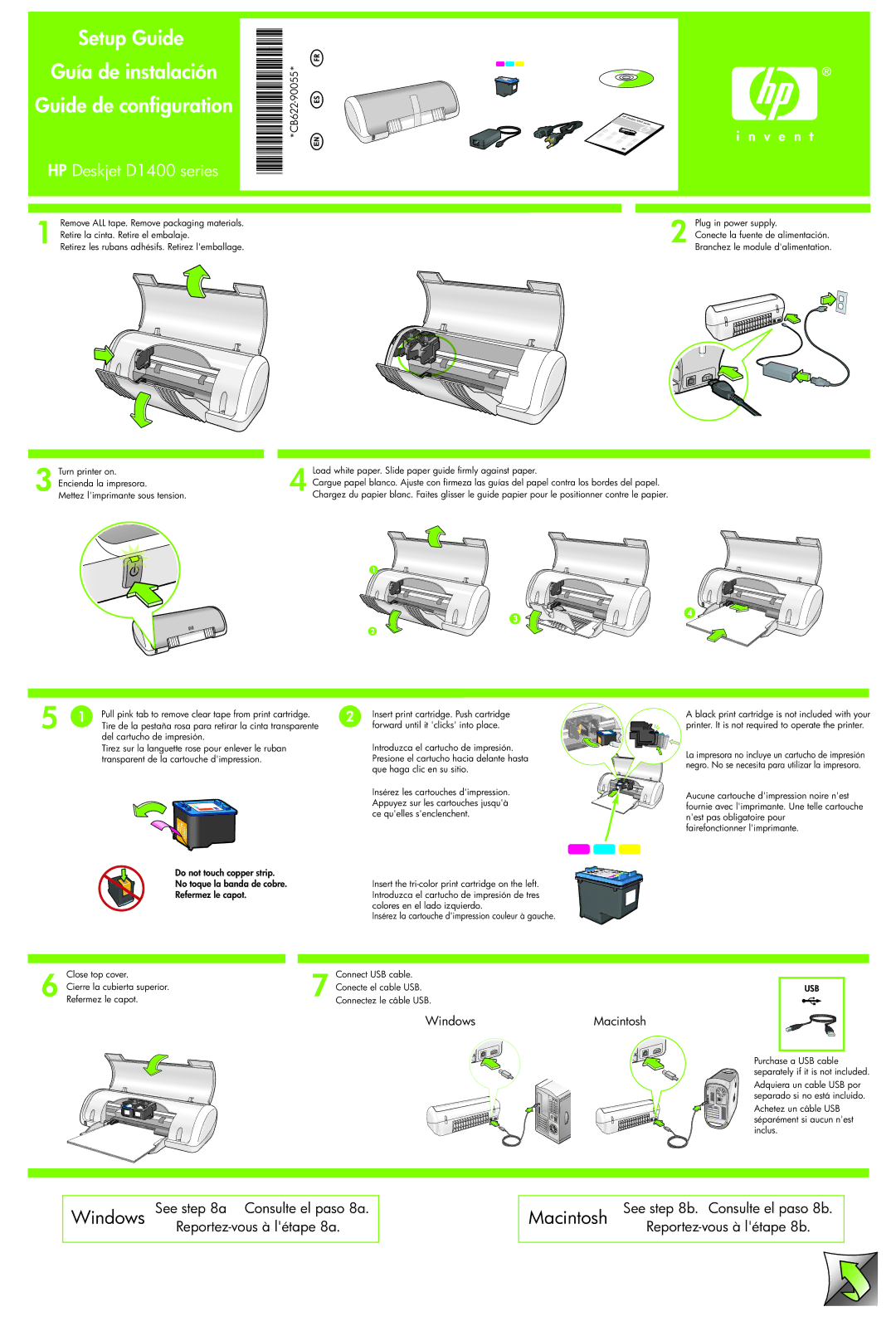 HP D1400 manual Guide de configuration, WindowsMacintosh 