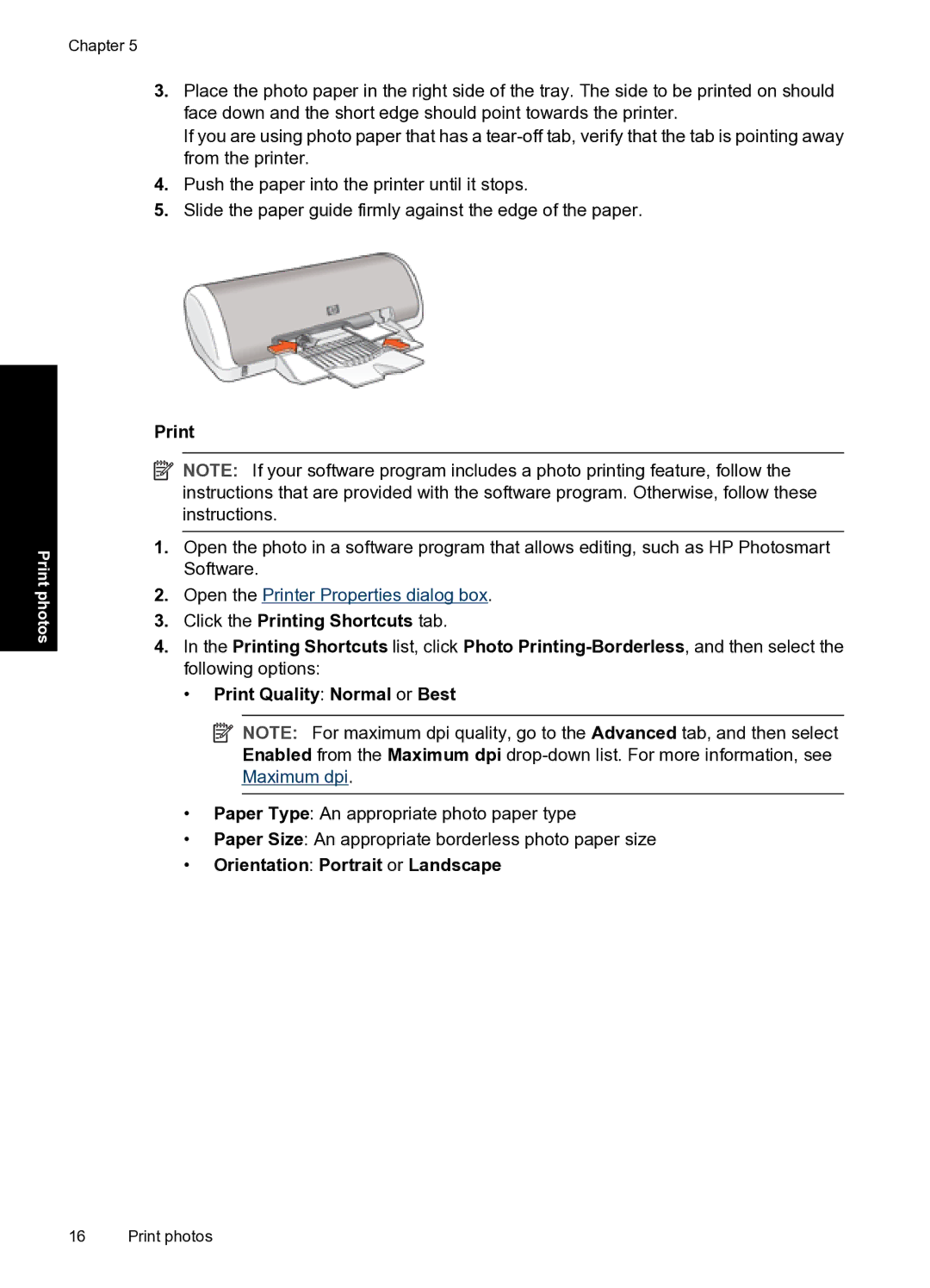 HP D1500 manual Print, Orientation Portrait or Landscape 