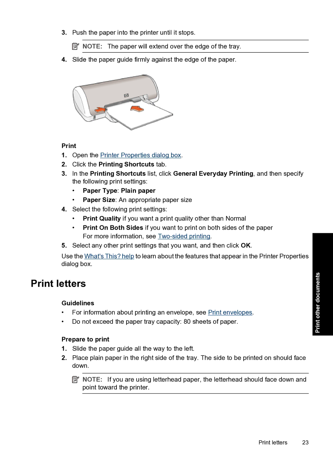 HP D1500 manual Print letters 