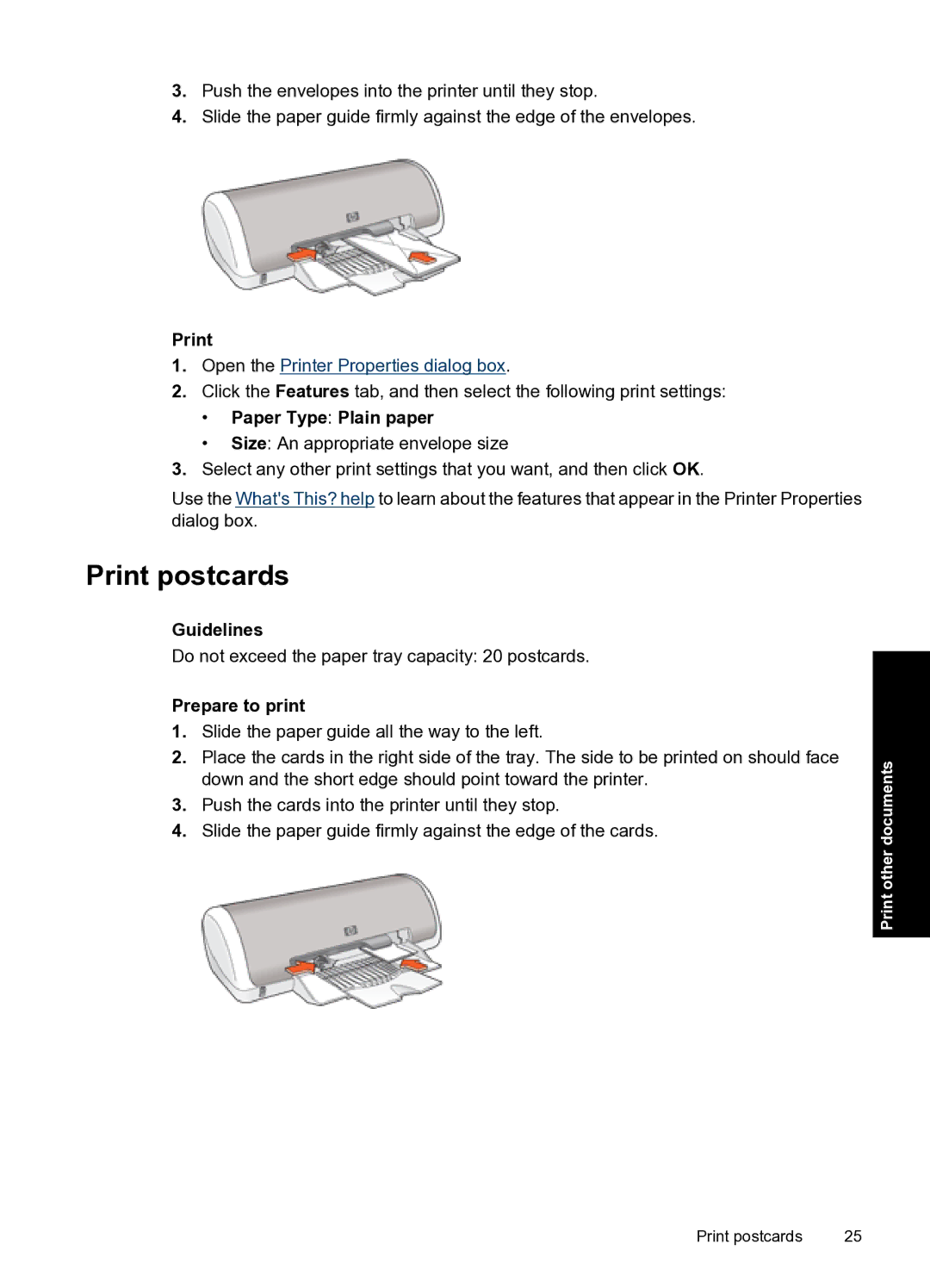 HP D1500 manual Print postcards 