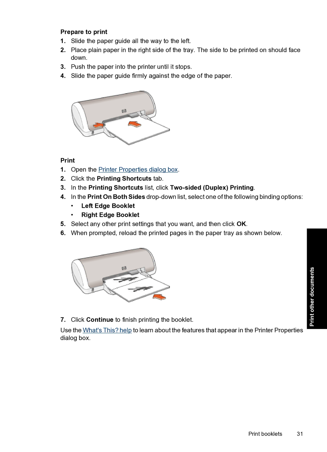 HP D1500 manual Left Edge Booklet Right Edge Booklet 