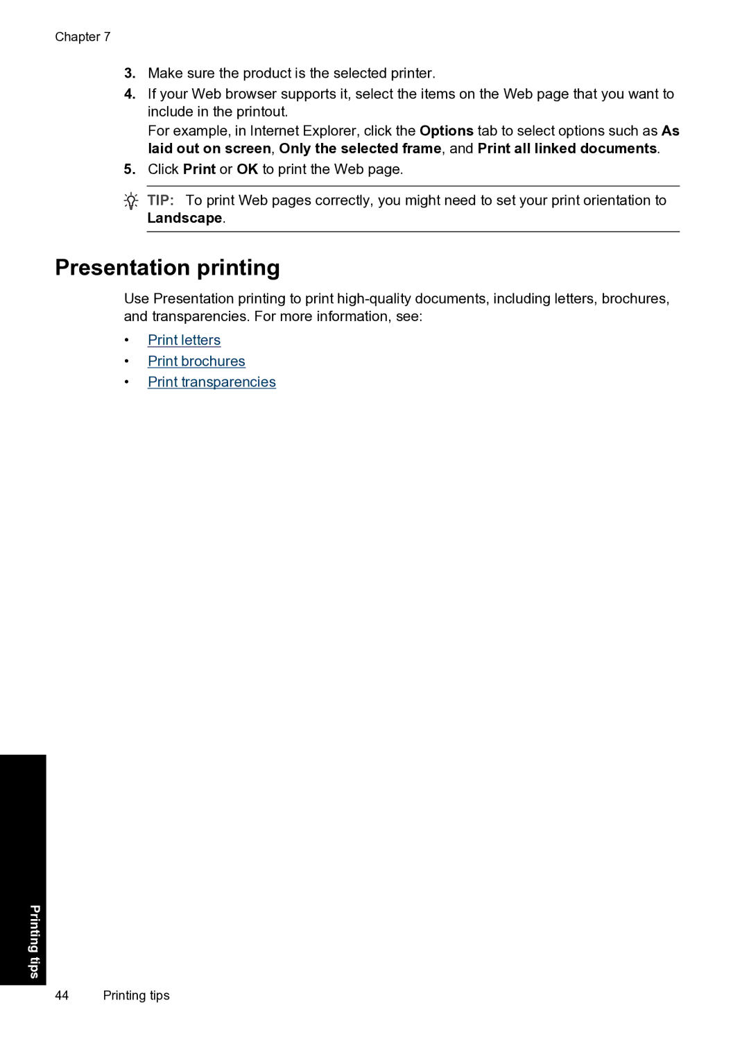 HP D1500 manual Presentation printing 