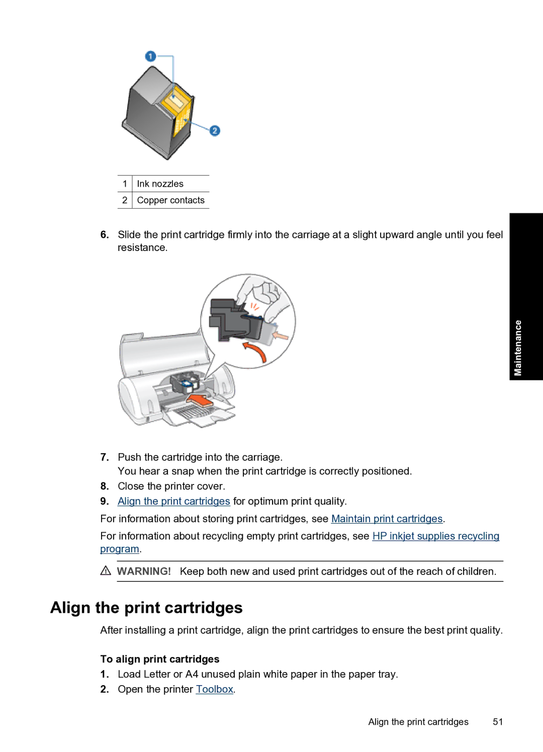 HP D1500 manual Align the print cartridges, To align print cartridges 