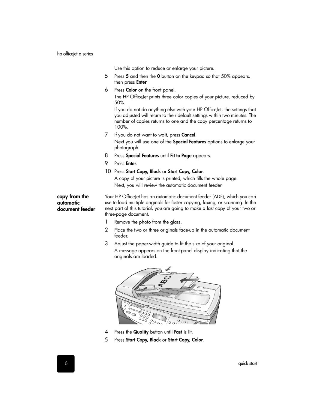 HP d155xi, d135xi, d145 manual Copy from the automatic document feeder 