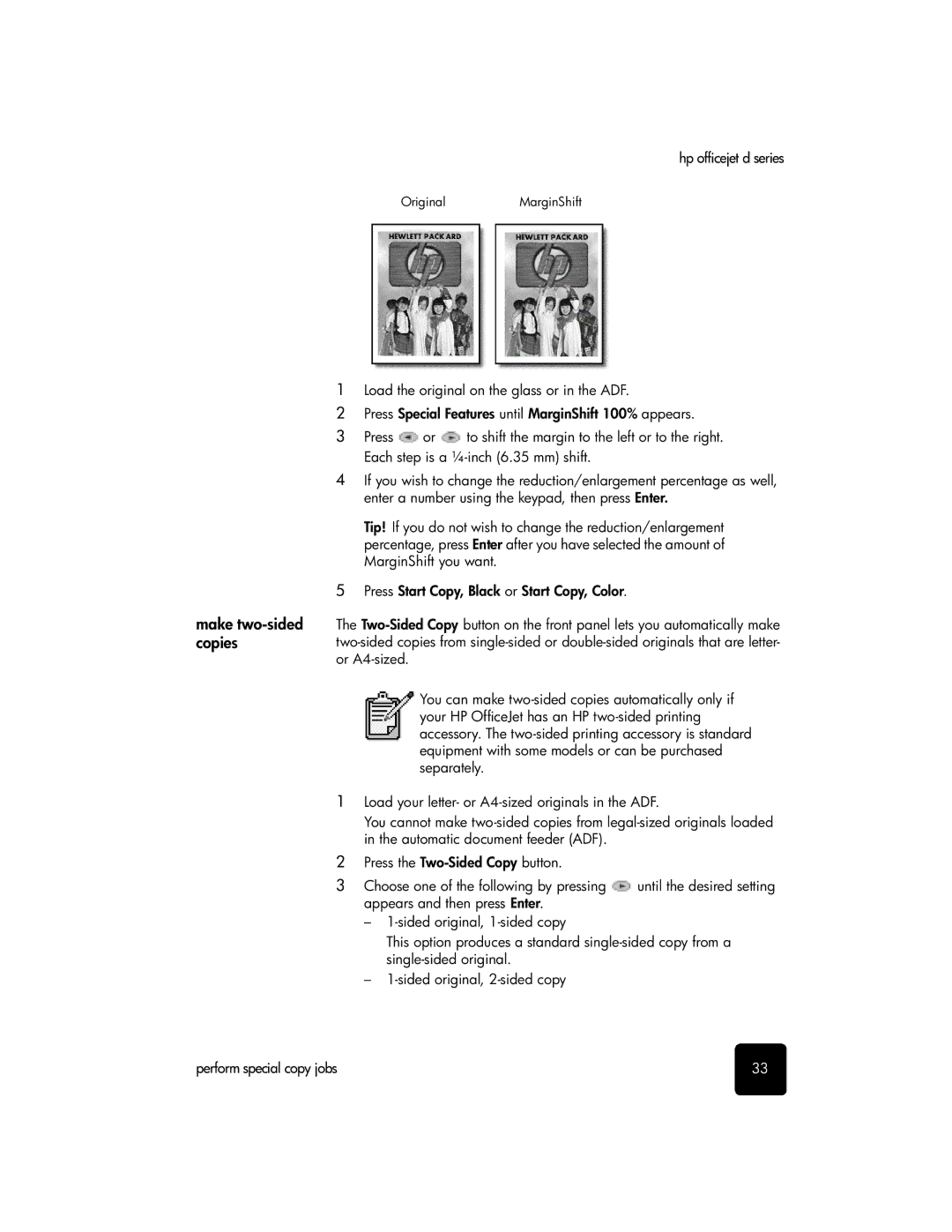 HP d155xi, d135xi, d145 manual Make two-sided copies 